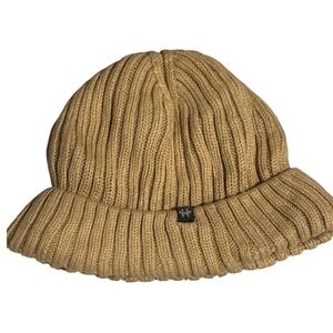 Khaki color hot paws‎ Ribbed Knit Beanie Hat with Logo Accent